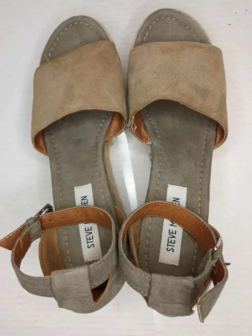 Steve Madden Apolo Taupe Espadrille Wedge Sandals Women’s Size 9M